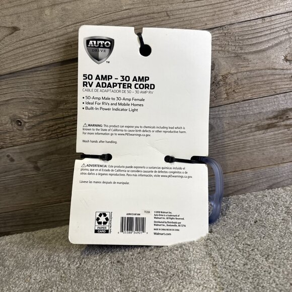 AutoDrive 10/3 STW 50 to 30 AMP Universal RV Adapter Extension Cord 1.5 Ft - Picture 2 of 3